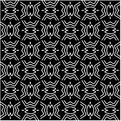 Black and white abstract geometric seamless pattern with wavy shapes, and curved lines. Simple monochrome texture. Op art graphic background. Repeat design for decor, cover, print.