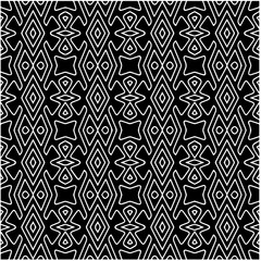 Black and white abstract geometric seamless pattern with wavy shapes, and curved lines. Simple monochrome texture. Op art graphic background. Repeat design for decor, cover, print.