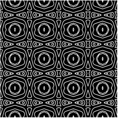 Black and white abstract geometric seamless pattern with wavy shapes, and curved lines. Simple monochrome texture. Op art graphic background. Repeat design for decor, cover, print.