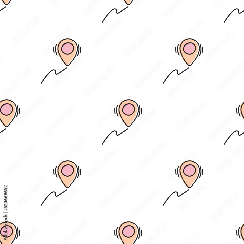 Poster map pin, vector seamless pattern, editable can be used for web page backgrounds, pattern fills. cute