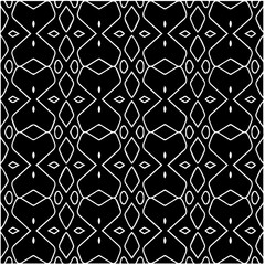 Black and white abstract geometric seamless pattern with wavy shapes, and curved lines. Simple monochrome texture. Op art graphic background. Repeat design for decor, cover, print.