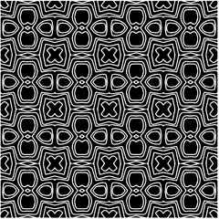 Black and white abstract geometric seamless pattern with wavy shapes, and curved lines. Simple monochrome texture. Op art graphic background. Repeat design for decor, cover, print.