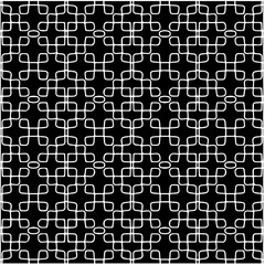 Black and white abstract geometric seamless pattern with wavy shapes, and curved lines. Simple monochrome texture. Op art graphic background. Repeat design for decor, cover, print.