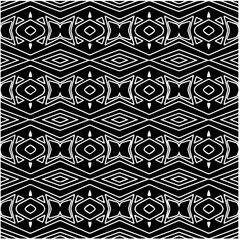 Black and white abstract geometric seamless pattern with wavy shapes, and curved lines. Simple monochrome texture. Op art graphic background. Repeat design for decor, cover, print.