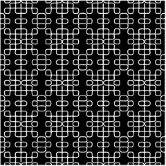 Black and white abstract geometric seamless pattern with wavy shapes, and curved lines. Simple monochrome texture. Op art graphic background. Repeat design for decor, cover, print.