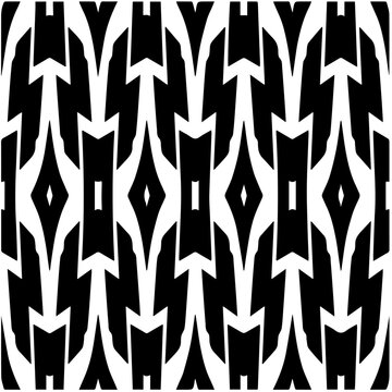 Black and white abstract geometric seamless pattern with wavy shapes, and curved lines. Simple monochrome texture. Op art graphic background. Repeat design for decor, cover, print. © t2k4