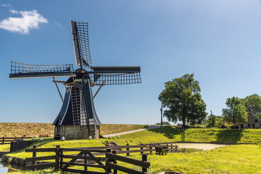 Enkhuizen, Netherlands, June 2022. The mill on the grounds of the Zuiderzee Museum in Enkhuizen.