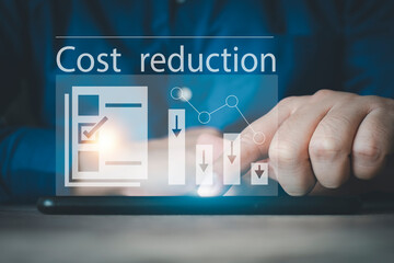 Costs reduction Concept. business finance optimisation strategy economy saving. Concept of Cost...