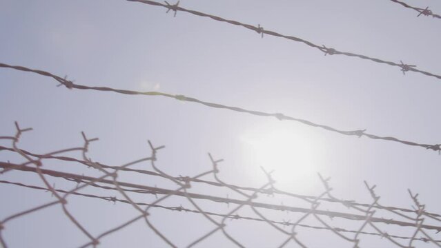 Prison barb wire around the compound