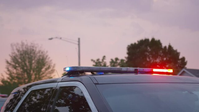 Top light blinkers on a police mobile