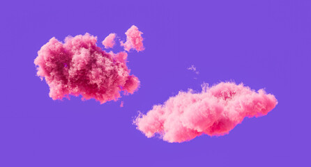 Pink clouds, romantic soft cloud formations, 3d rendering