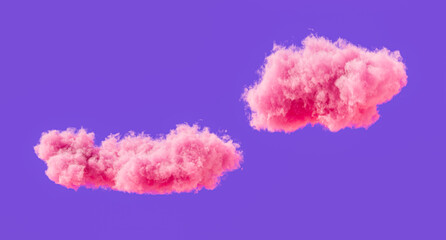 Fototapeta premium Pink clouds, romantic soft cloud formations, 3d rendering