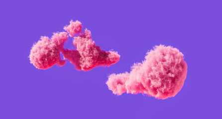 Pink clouds, romantic soft cloud formations, 3d rendering