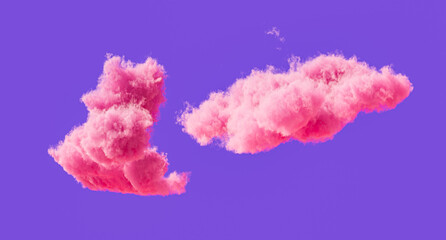 Pink clouds, romantic soft cloud formations, 3d rendering