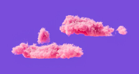 Fototapeta premium Pink clouds, romantic soft cloud formations, 3d rendering