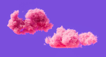 Obraz premium Pink clouds, romantic soft cloud formations, 3d rendering