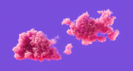 Obraz premium Pink clouds, romantic soft cloud formations, 3d rendering