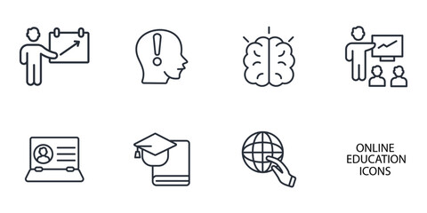 Online education icons set . Online education pack symbol vector elements for infographic web