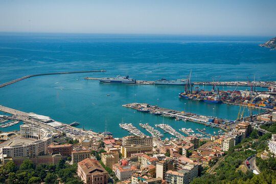 View of the seaport of Salerno