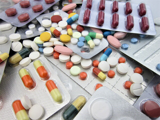    Many different pills and capsules. Selective focus. medicine.