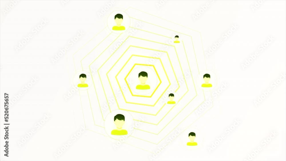 Poster animation with circles and account icons. motion. icons of person with spread of circles. propagatio