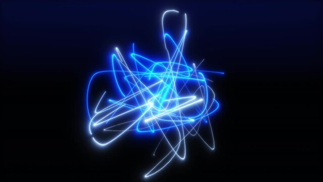Neon Blue and White Plasma Lightning: 3D Rendered Abstract Motion