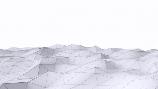 White and Grey 3D Polygon Waves - Seamless Loop Graphics 
