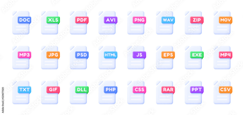 Poster files set in 3d style. vector illustration design