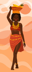 Beautiful ethnic African woman vector illustration poster