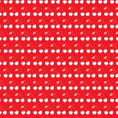 Cute Cherries pattern on red background
