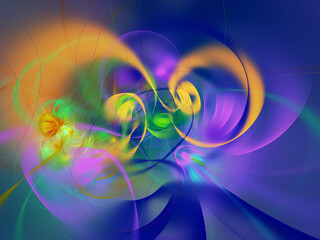 blue and yellow abstract fractal background 3d rendering illustration