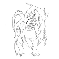 Obraz premium very scary monster with claws and tentacles