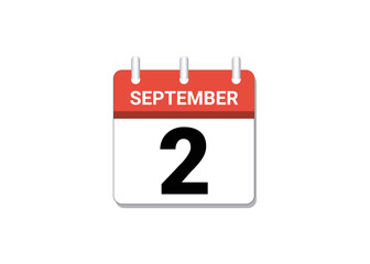 September, 2nd calendar icon vector, concept of schedule, business and tasks

