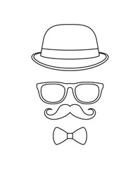 Fototapeta premium Mustache, Bow Tie, Hat, and Glasses tracing worksheet for kids