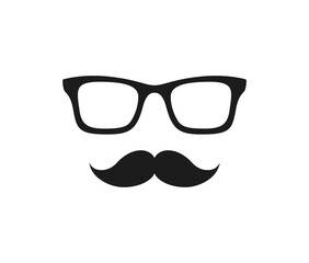 Mustache and Glasses isolated on white background