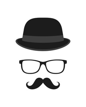 Mustache, Hat, and Glasses isolated on white background