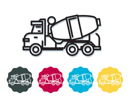Construction Industry - Concrete Mixer Truck - Icon