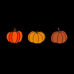 Set of the Halloween pumpkins. Vector design elements. 