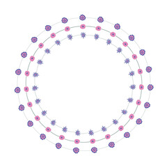 Vector floral ornament. Frame or wreath. Graphic design illustration. Round mandala pattern with nature motifs.