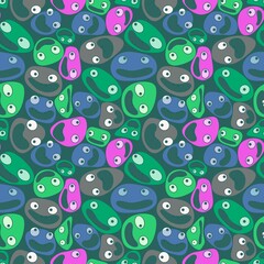 Cartoon kids store monsters seamless aliens pattern for clothes print and wrapping and school notebooks and fabrics
