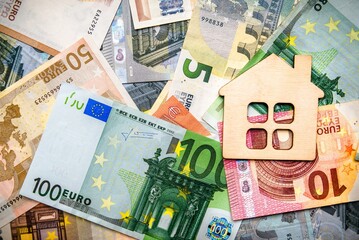 The symbol of the house stands on the background of the Euro
