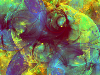 blue and yellow abstract fractal background 3d rendering illustration