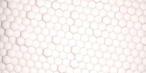 white hex tiles background. 3d render