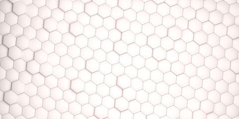 white hex tiles background. 3d render