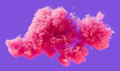 Fototapeta premium Single pink cloud formation, romantic soft cloud, 3d rendering