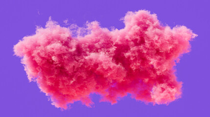 Single pink cloud formation, romantic soft cloud, 3d rendering