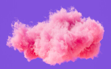 Fototapeta premium Single pink cloud formation, romantic soft cloud, 3d rendering