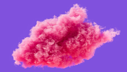 Single pink cloud formation, romantic soft cloud, 3d rendering