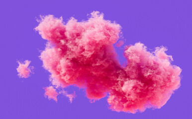 Fototapeta premium Single pink cloud formation, romantic soft cloud, 3d rendering