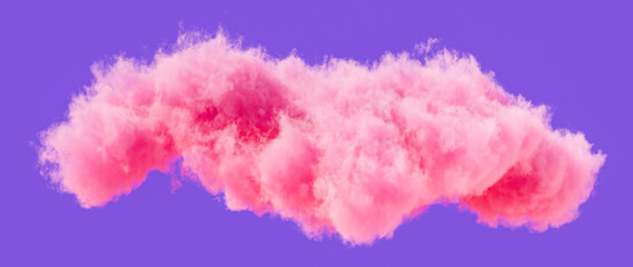 Fototapeta premium Single pink cloud formation, romantic soft cloud, 3d rendering